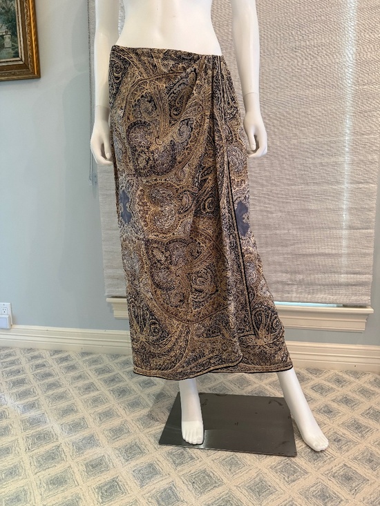 Emanuel Ungaro Dresses & Skirts - Vintage 90s Emanuel Ungaro 100% Silk Paisley Sarong Wrap Midi Skirt 14/48